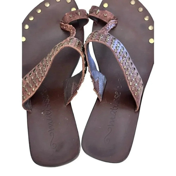 Matisse Women's Brown Leather Jali Pattern Casual Slippers Sandal Size 6.5M - Picture 4 of 5